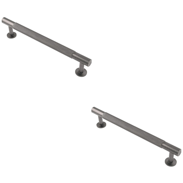 2 PACK Knurled Bar Door Pull Handle 190 x 13mm 160mm Centres Anthracite Grey
