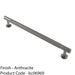 Knurled Bar Door Pull Handle - 274mm x 13mm - 224mm Centres - Anthracite Grey 1