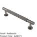 Reeded Lined Bar Door Pull Handle - 158mm x 13mm - 128mm Centres - Anthracite 1