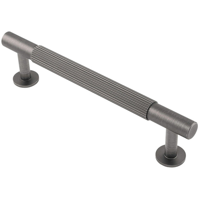 Reeded Lined Bar Door Pull Handle - 158mm x 13mm - 128mm Centres - Anthracite