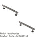 2 PACK Reeded Lined Bar Door Pull Handle 158mm x 13mm 128mm Centres Anthracite 1