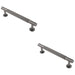 2 PACK Reeded Lined Bar Door Pull Handle 158mm x 13mm 128mm Centres Anthracite