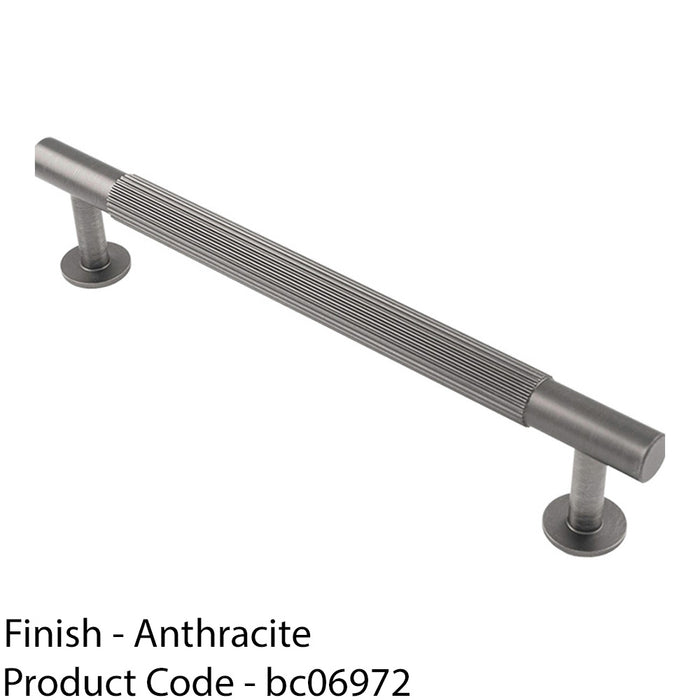 Reeded Lined Bar Door Pull Handle - 190mm x 13mm - 160mm Centres - Anthracite 1