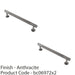 2 PACK Reeded Lined Bar Door Pull Handle 190mm x 13mm 160mm Centres Anthracite 1