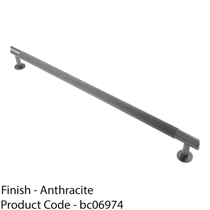 Reeded Lined Bar Door Pull Handle - 350mm x 13mm - 320mm Centres - Anthracite 1