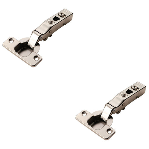 2x Adjustable Soft Close Cupboard Hinges Polished Nickel Full Overlay Cabinet
