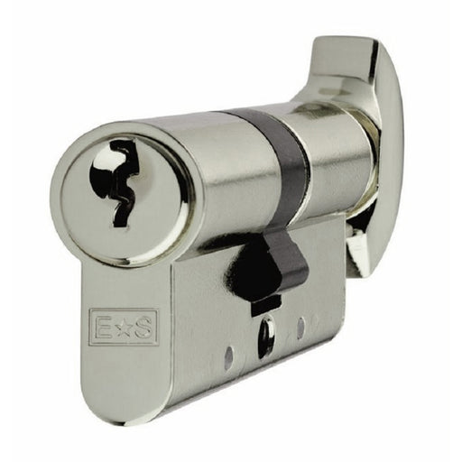 80mm EURO Cylinder Lock & Thumb Turn - 5 Pin Polished Nickel Front Door Barrel