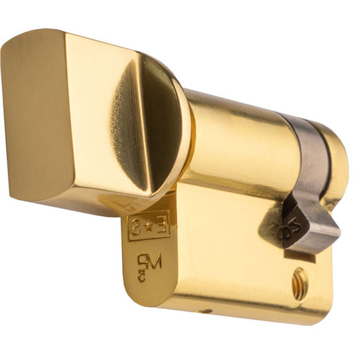 45mm EURO Cylinder Thumb Turn Only - 5 Pin Polished Brass Twist Door Barrel