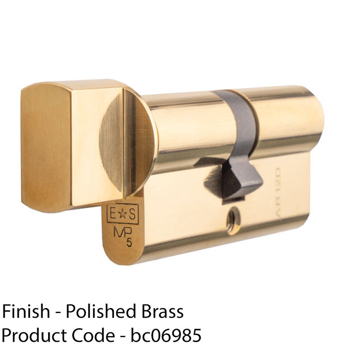 70mm EURO Cylinder Bathroom Thumb Turn Lock - Polished Brass Twist Door Barrel 1