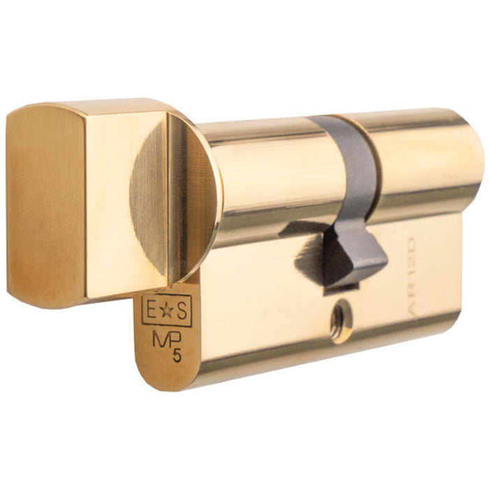 70mm EURO Cylinder Bathroom Thumb Turn Lock - Polished Brass Twist Door Barrel