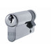 40mm EURO Single Cylinder Lock - 5 Pin Satin Chrome Fire Door Key Barrel