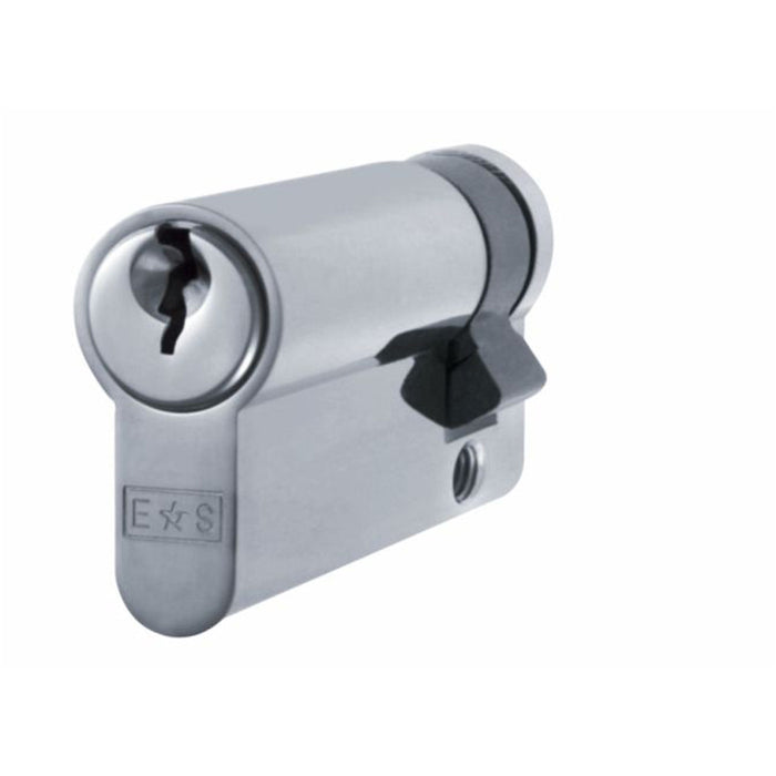 45mm EURO Single Cylinder Lock - 5 Pin Satin Chrome Fire Door Key Barrel