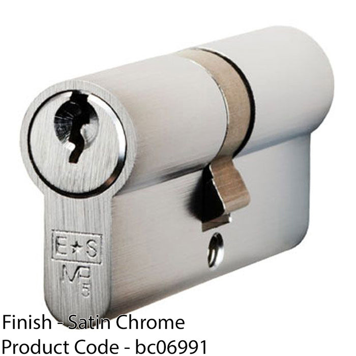 30 / 50mm EURO Double Offset Cylinder Lock - 5 Pin Satin Chrome Fire Door Barrel 1