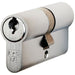 35 / 45mm EURO Double Offset Cylinder Lock - 5 Pin Satin Chrome Fire Door Barrel