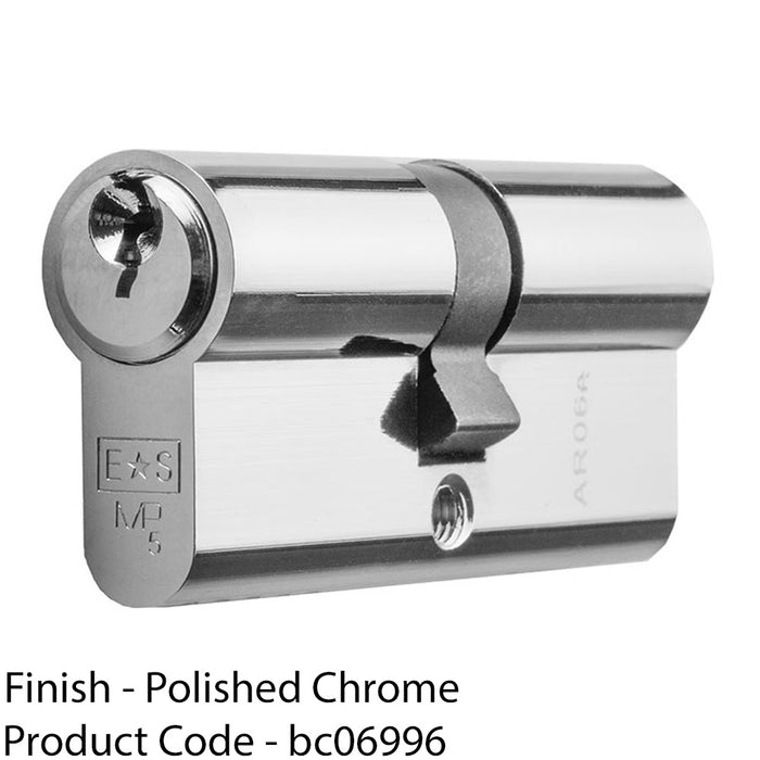 70mm EURO Double Cylinder Lock - 5 Pin Polished Chrome Fire Door Key Barrel 1