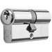 70mm EURO Double Cylinder Lock - 5 Pin Polished Chrome Fire Door Key Barrel