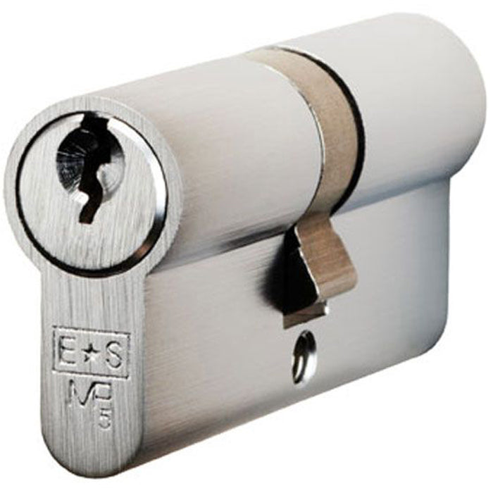 80mm EURO Double Cylinder Lock - 5 Pin Satin Chrome Fire Rated Door Key Barrel