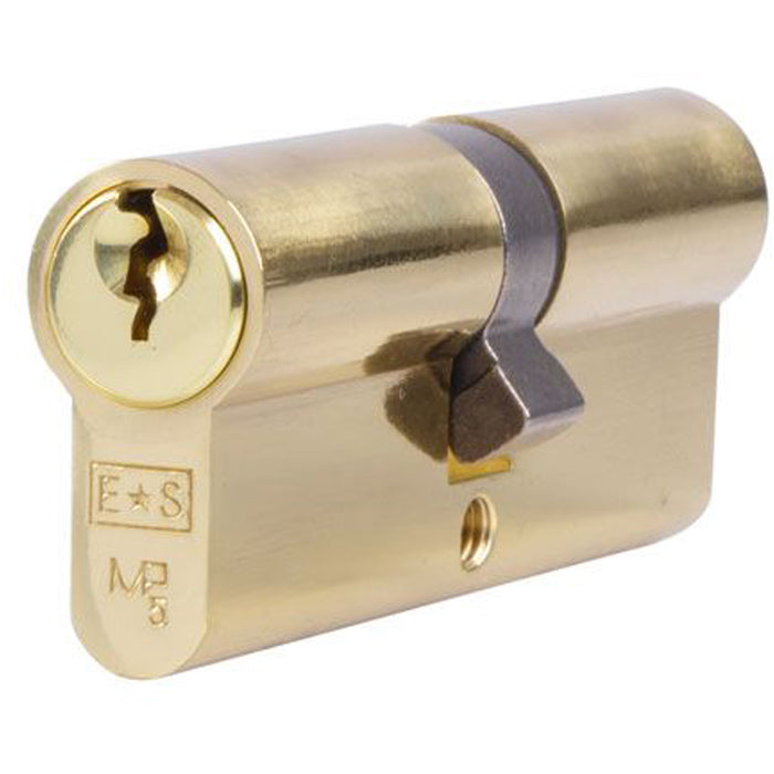 90mm EURO Double Cylinder Lock - 5 Pin Polished Brass Fire Rated Door Key Barrel