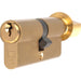 70mm EURO Cylinder Lock & Thumb Turn - 5 Pin Satin Brass Fire Rated Door Barrel