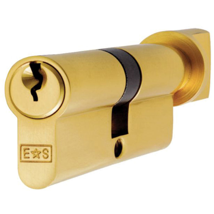 80mm EURO Cylinder Lock & Thumb Turn 5 Pin Polished Brass Fire Rated Door Barrel