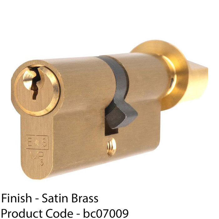80mm EURO Cylinder Lock & Thumb Turn - 5 Pin Satin Brass Fire Rated Door Barrel 1
