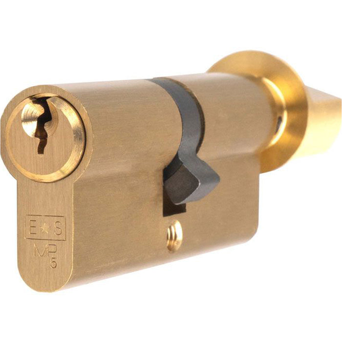 80mm EURO Cylinder Lock & Thumb Turn - 5 Pin Satin Brass Fire Rated Door Barrel