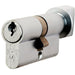 90mm EURO Cylinder Lock & Thumb Turn - 5 Pin Satin Chrome Fire Rated Door Barrel