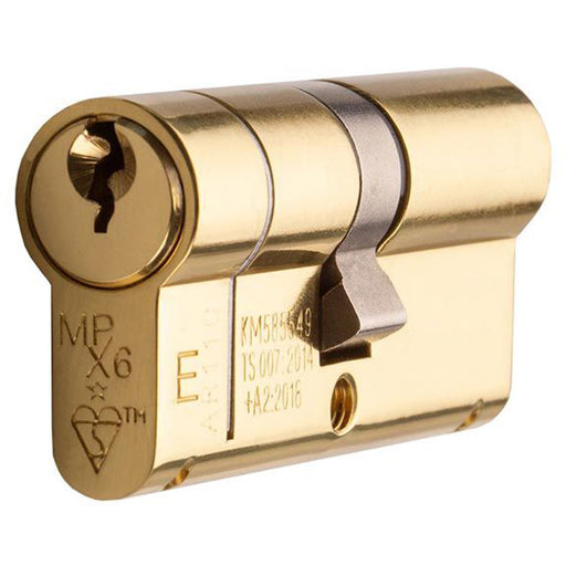 35 / 40mm EURO Double Offset Cylinder Lock 6 Pin Polished Brass Fire Door Barrel