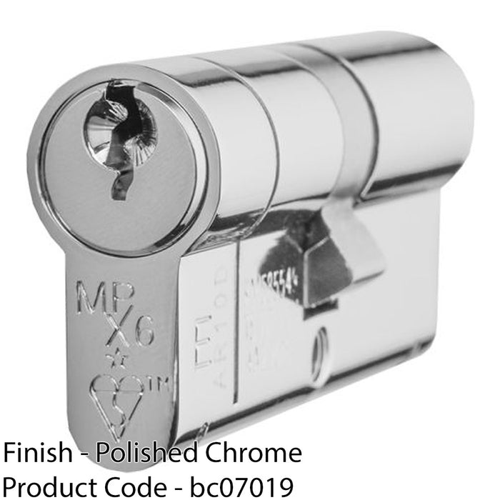 35 / 40mm EURO Double Offset Cylinder Lock 6 Pin Polished Chrome Fire Barrel 1