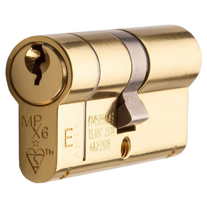 35 / 45mm EURO Double Offset Cylinder Lock 6 Pin Polished Brass Fire Door Barrel