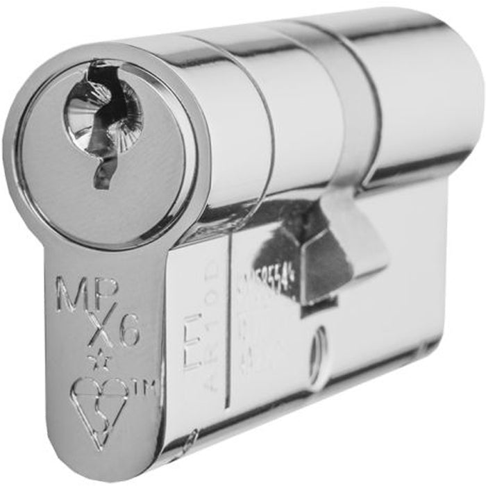 35 / 45mm EURO Double Offset Cylinder Lock 6 Pin Polished Chrome Fire Barrel