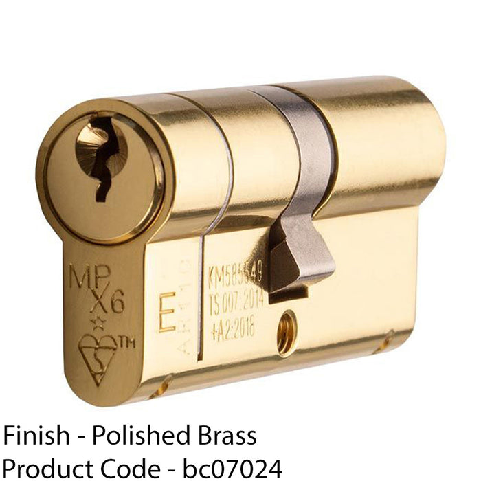 35 / 50mm EURO Double Offset Cylinder Lock 6 Pin Polished Brass Fire Door Barrel 1