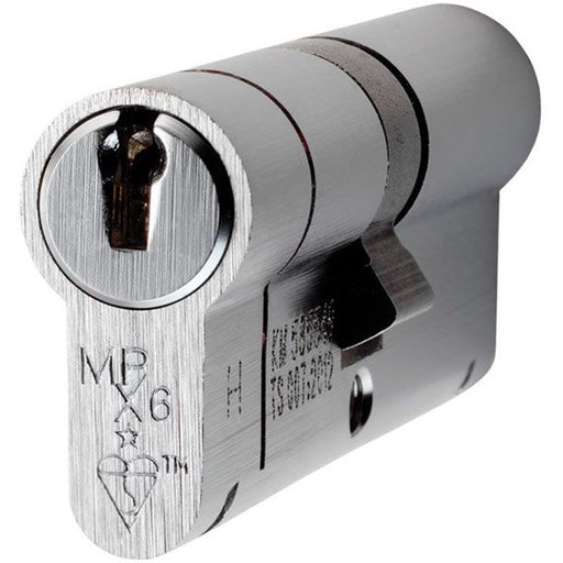 35 / 50mm EURO Double Offset Cylinder Lock 6 Pin Satin Chrome Fire Rated Barrel