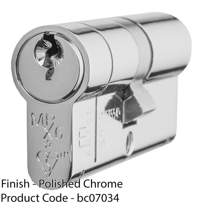 70mm EURO Double Cylinder Lock 6 Pin Polished Chrome Fire Rated Door Key Barrel 1