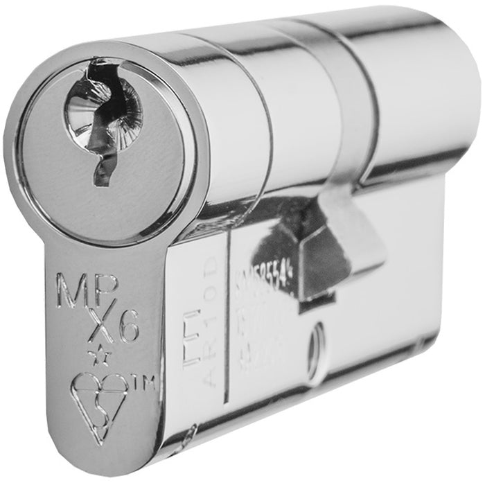 70mm EURO Double Cylinder Lock 6 Pin Polished Chrome Fire Rated Door Key Barrel