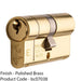 90mm EURO Double Cylinder Lock - 6 Pin Polished Brass Fire Rated Door Key Barrel 1