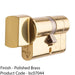 35 / 45mm EURO Offset Cylinder Lock & Thumb Turn - 6 Pin Polished Brass Barrel 1