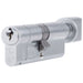 35 / 45mm EURO Offset Cylinder Lock & Thumb Turn - 6 Pin Satin Chrome Barrel