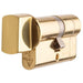 60 / 40mm EURO Offset Cylinder Lock & Thumb Turn - 6 Pin Polished Brass Barrel