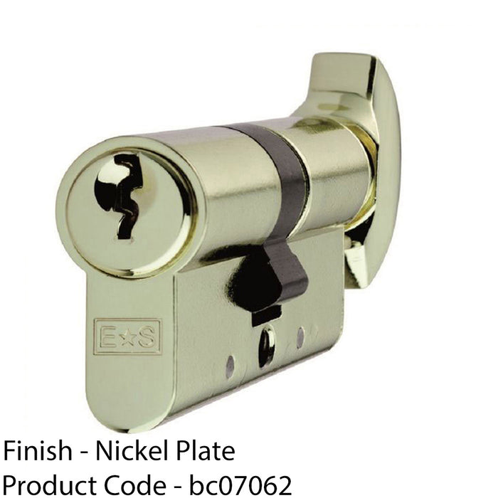 60mm EURO Cylinder Lock & Thumb Turn - 5 Pin Nickel Plated Door Key Barrel 1