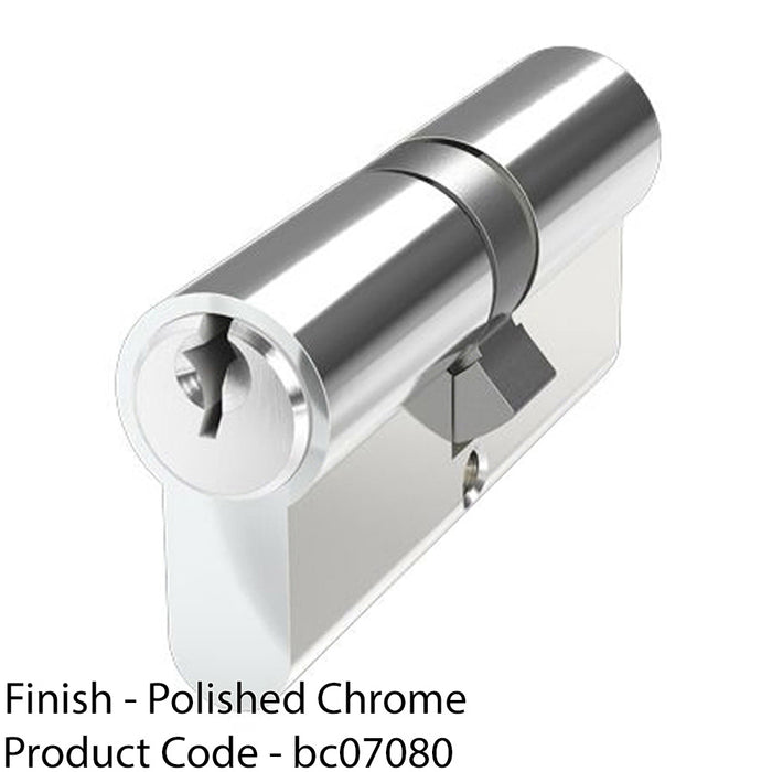 Chrome EURO Profile 6 Pin Double Cylinder 35/35mm - Front Door Barrell Lock 1