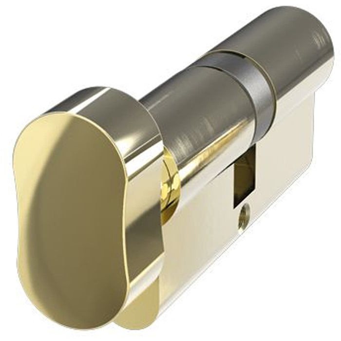 Brass EURO Profile 6 Pin Cylinder & Thumbturn 35/35mm - Front Door Barrell Lock
