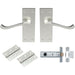 Victorian Scroll Door Handle & Latch Pack - Satin Nickel Lever On Plate Kit