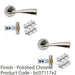 2 PACK Door Handle & Latch Pack Chrome Curved Flaired Lever Screwless Round Rose 1