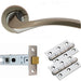 Door Handle & Latch Pack - Chrome Curved Square Lever Screwless Round Rose Kit