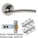 Door Handle & Latch Pack - Polished Chrome Slim Curved Screwless Round Rose Kit 1