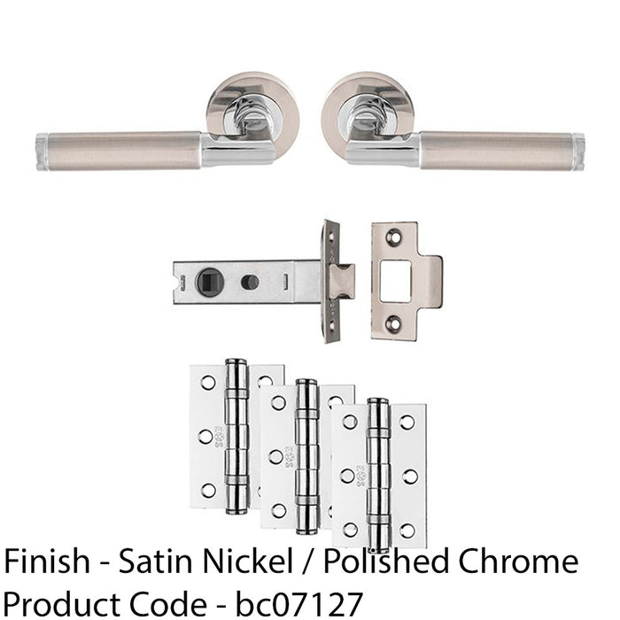 Premium Door Handle & Latch Pack - Chrome & Nickel Straight Bar Lever Round Rose 1