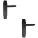 2 PACK Art Deco Latch & Lock Door Handle Matt Black Lever On Backplate Reeded