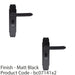 2 PACK Art Deco Bathroom Latch Door Handle Matt Black Lever On Backplate Reeded 1