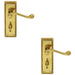 2 PACK Georgian Scroll Bathroom Latch Door Handle Polished Brass Lever Backplate